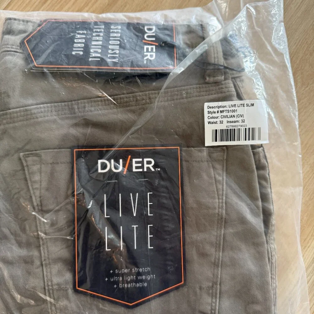 ** HARD TO FIND** NWT Duer T2X- Live Lite Slim 32X32